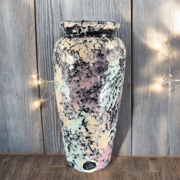 Harris Potteries Chicago Vase Splatter Black Multicolor Glaze Rare Glaze 11inch - Picture 1 of 15